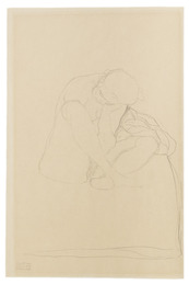 Seated Nude Crouching on a Daybed